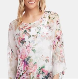 Karen Kane White Floral Blouse Size XS